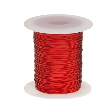 Magnet Wire, Heavy Build Enameled Copper Wire, 22 AWG, 8 Oz, 250' Length, 0.0276 Diameter,Red